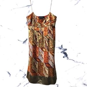 Nicole Miller Collection - Multicolor Metallic Silk Spaghetti Strap Dress Size 8